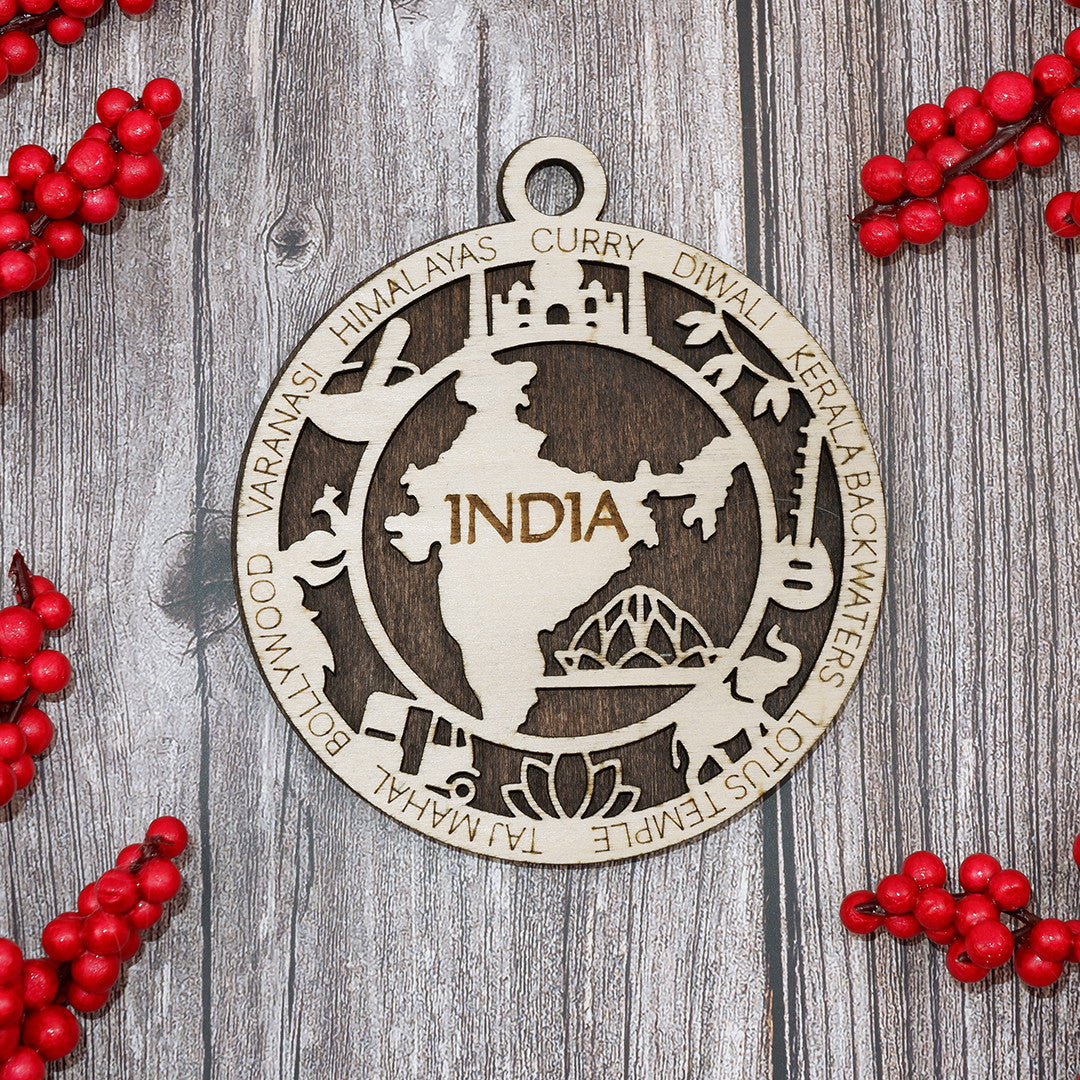 Discover India Wood Sign, Family Christmas Ornament, Christmas Decor