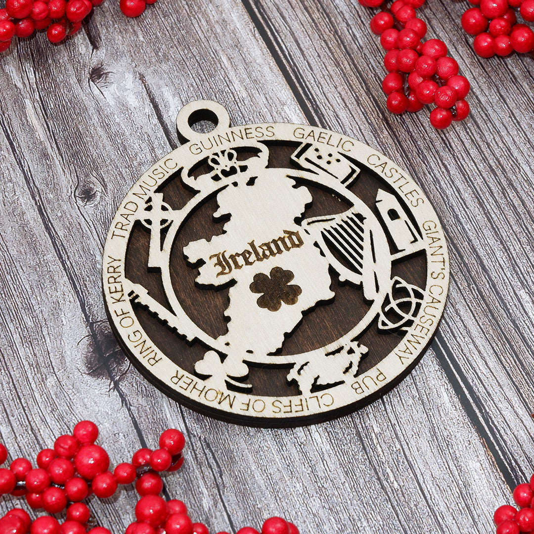 Discover Ireland Wood Sign, Family Christmas Ornament, Christmas Decor