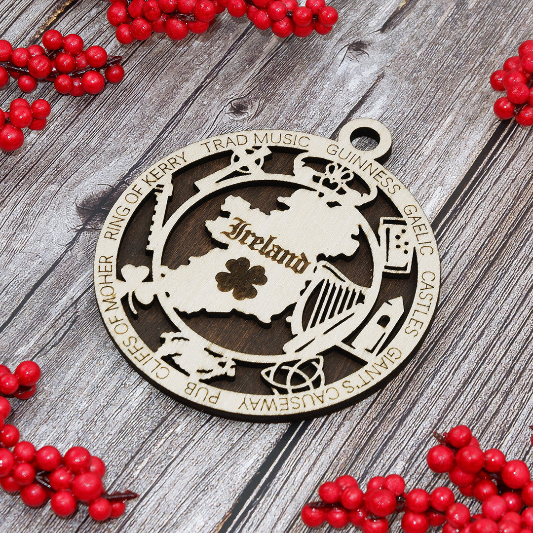 Discover Ireland Wood Sign, Family Christmas Ornament, Christmas Decor