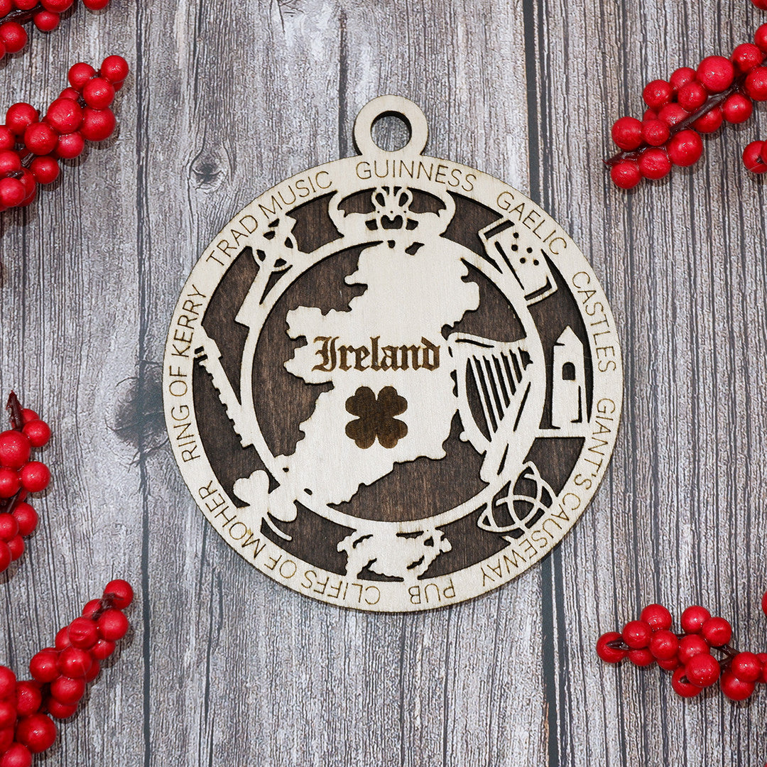 Discover Ireland Wood Sign, Family Christmas Ornament, Christmas Decor