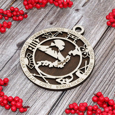 Discover Japan Wood Sign, Family Christmas Ornament, Christmas Decor