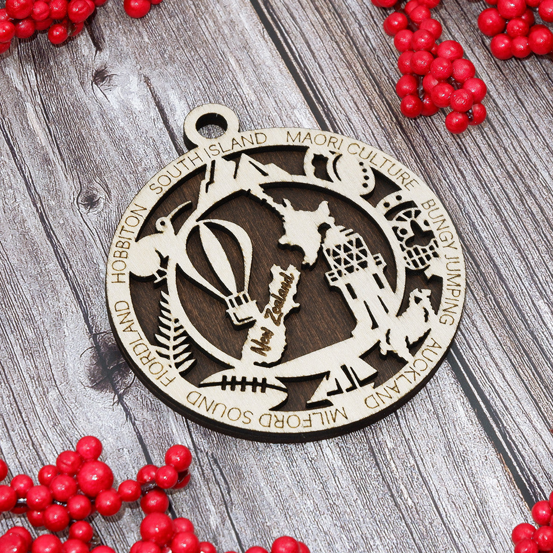 Discover New Zealand Wood Sign, Family Christmas Ornament, Christmas Decor