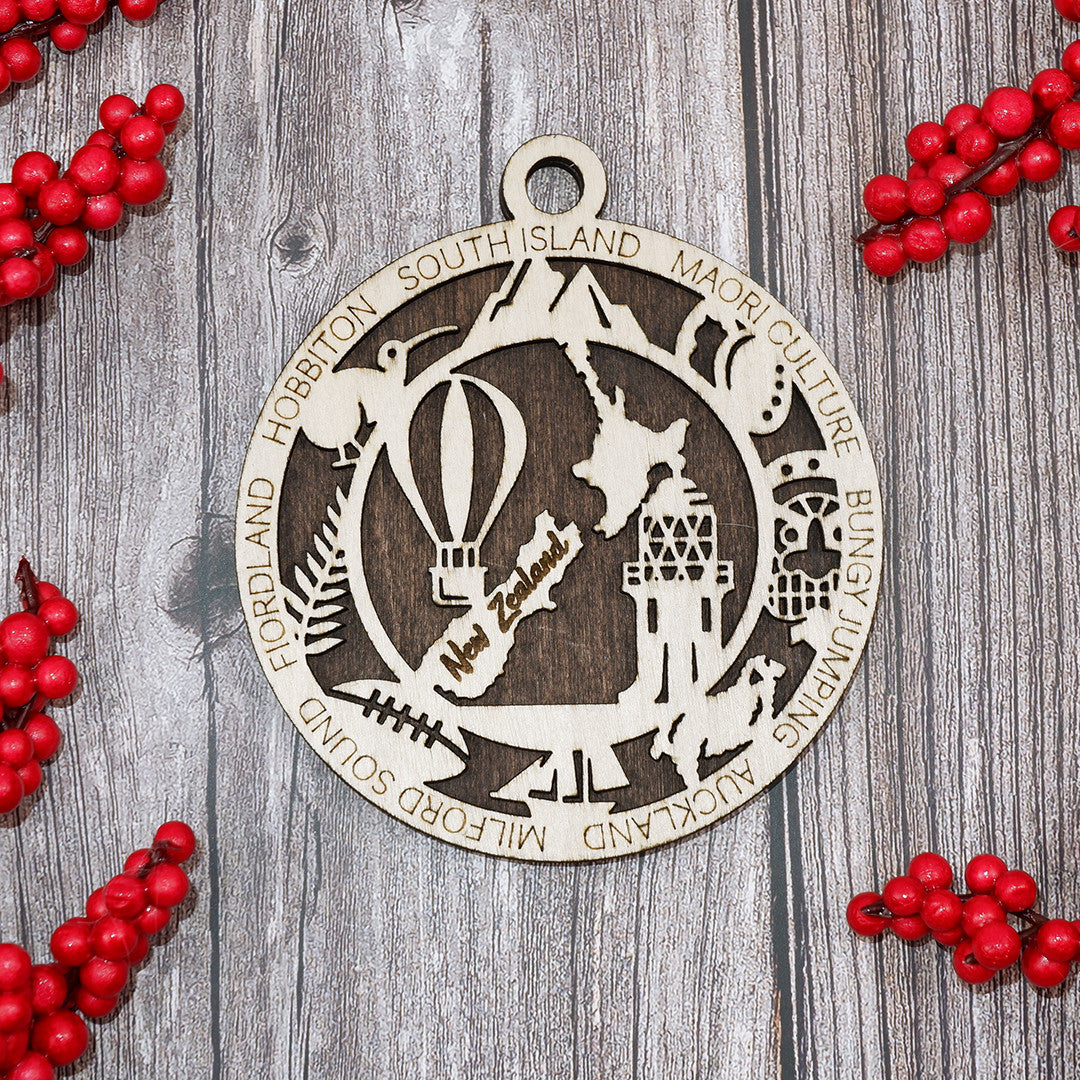 Discover New Zealand Wood Sign, Family Christmas Ornament, Christmas Decor