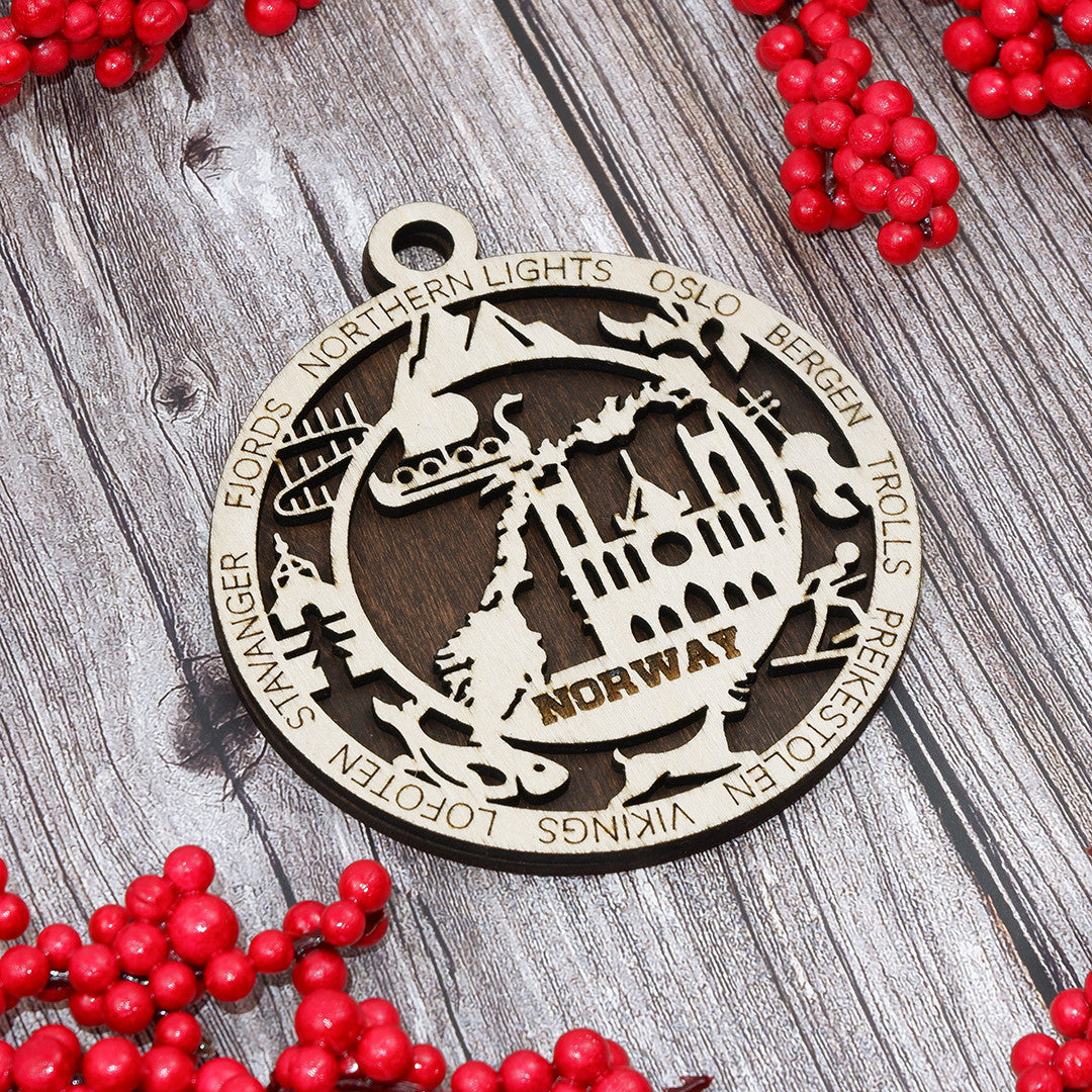 Discover Norway Wood Sign, Family Christmas Ornament, Christmas Decor