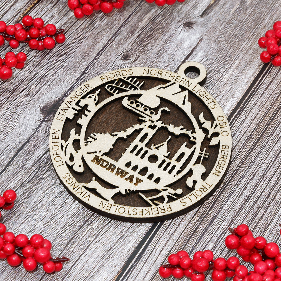Discover Norway Wood Sign, Family Christmas Ornament, Christmas Decor