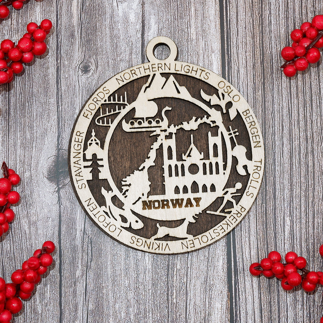 Discover Norway Wood Sign, Family Christmas Ornament, Christmas Decor
