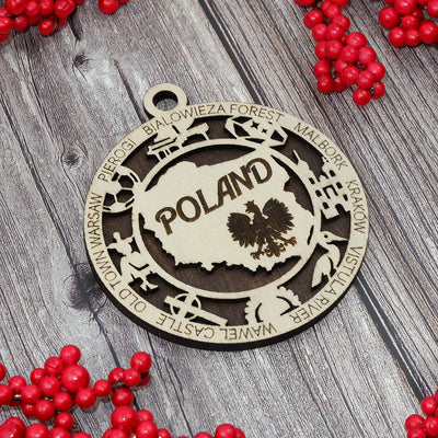 Discover Poland Wood Sign, Family Christmas Ornament, Christmas Decor