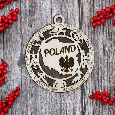 Discover Poland Wood Sign, Family Christmas Ornament, Christmas Decor