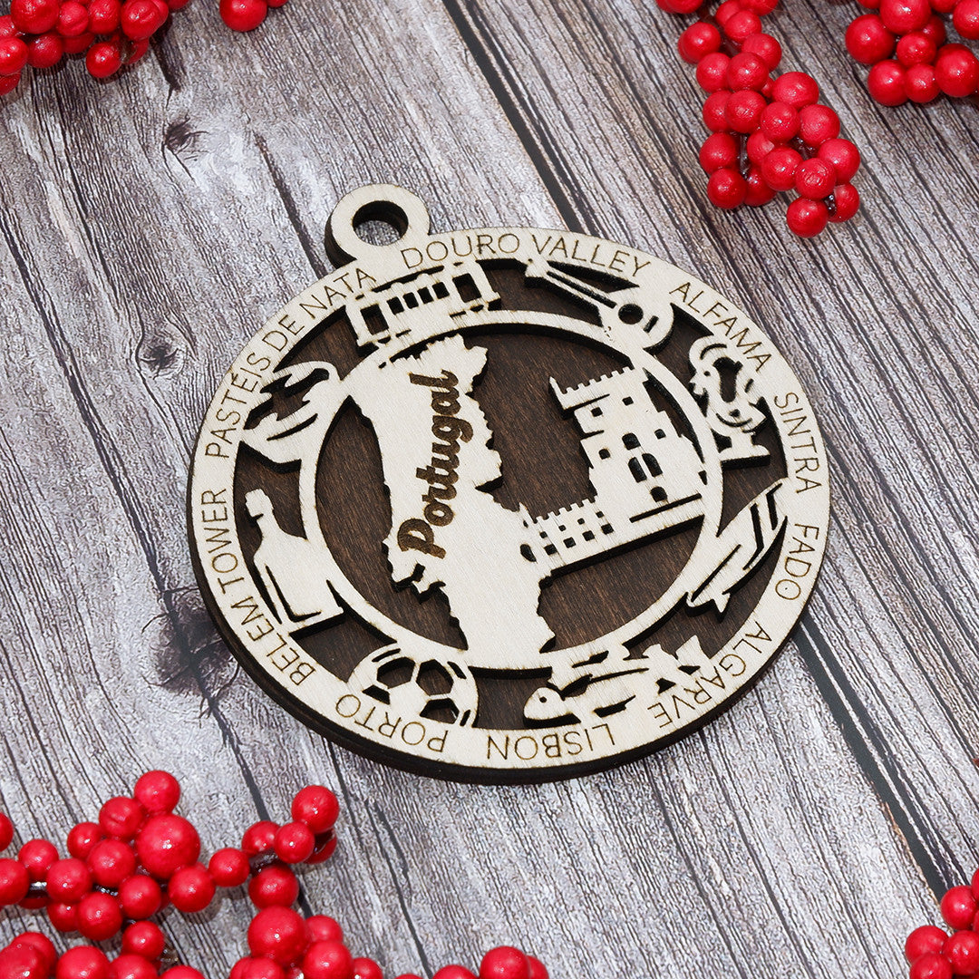 Discover Portugal Wood Sign, Family Christmas Ornament, Christmas Decor