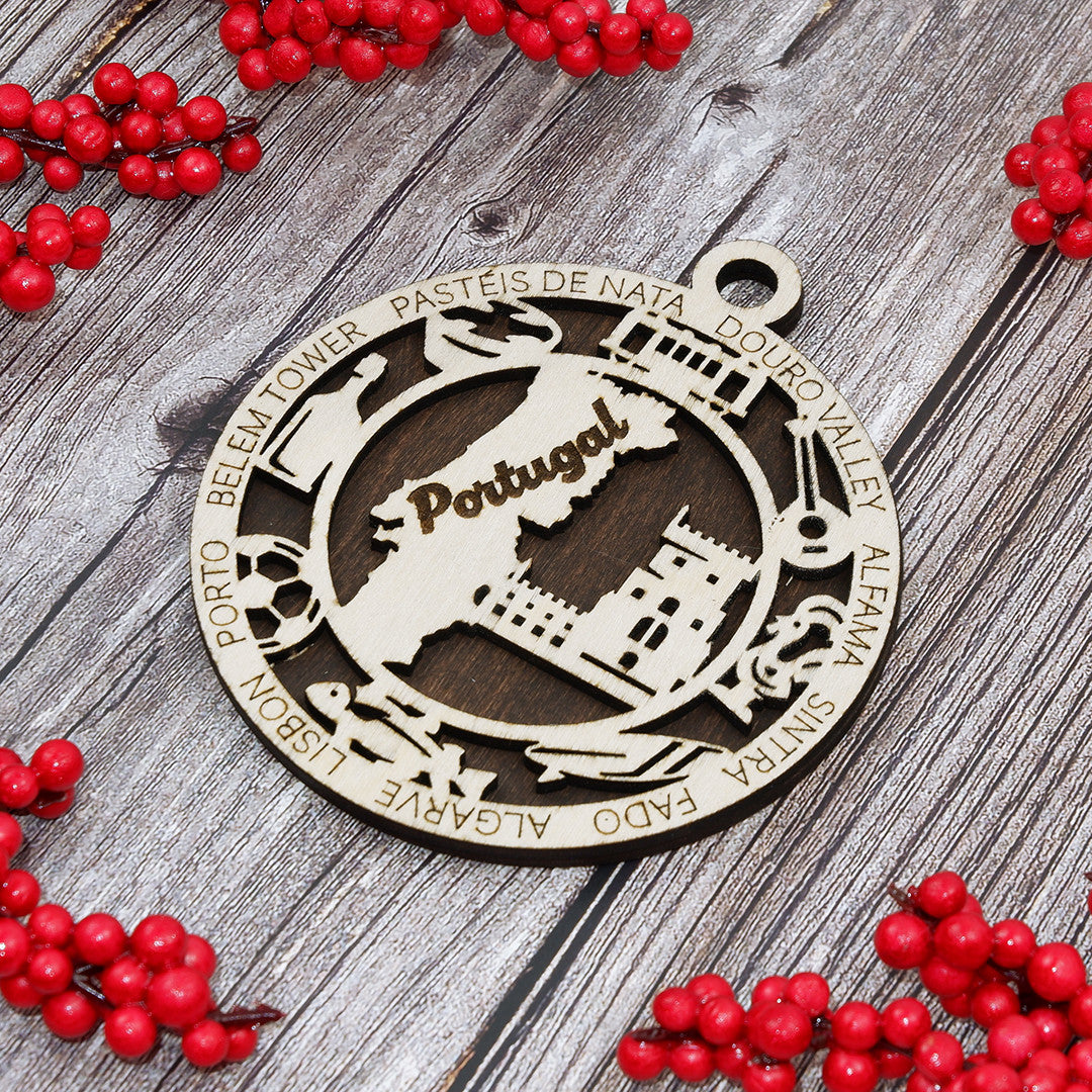 Discover Portugal Wood Sign, Family Christmas Ornament, Christmas Decor