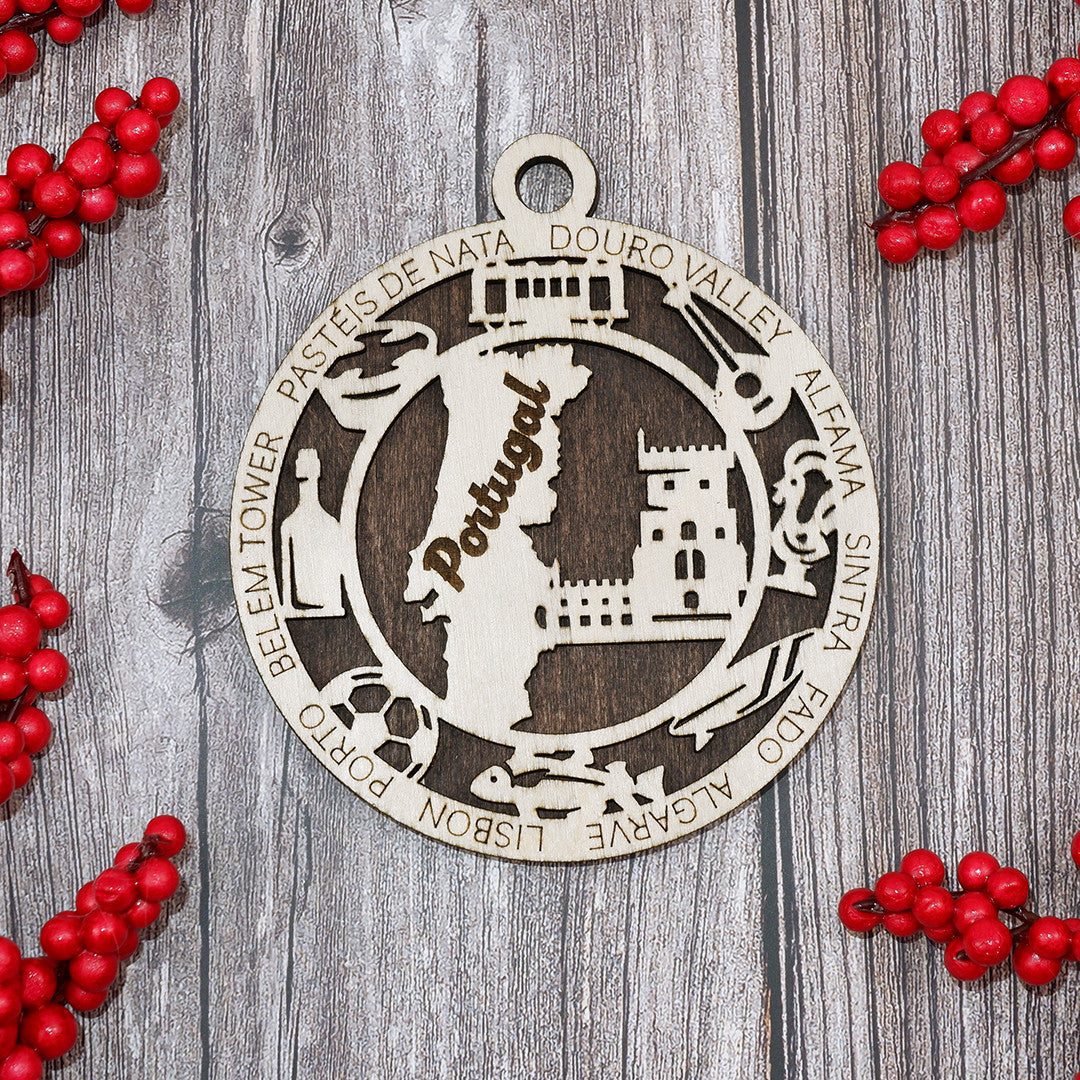 Discover Portugal Wood Sign, Family Christmas Ornament, Christmas Decor