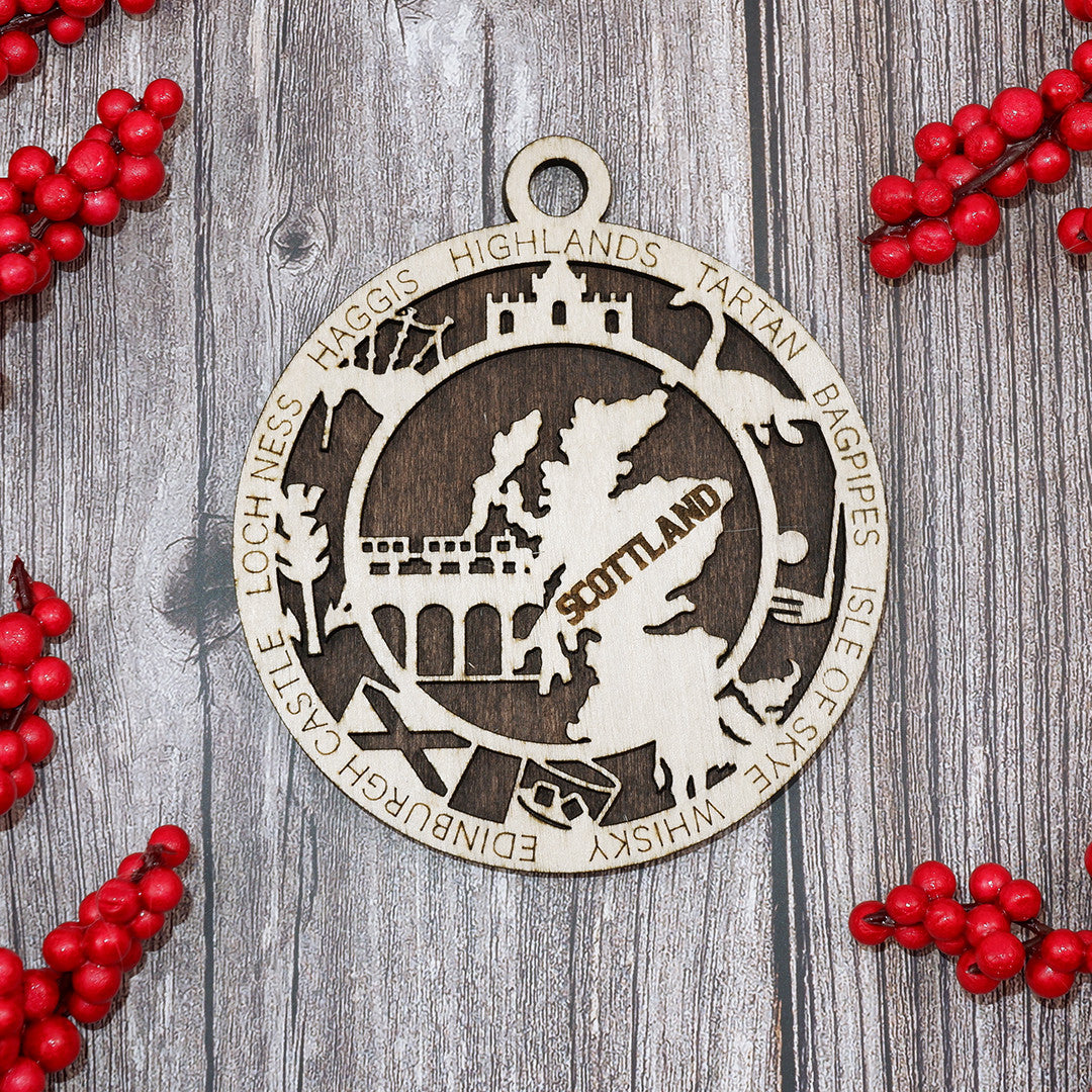 Discover Scotland Wood Sign, Family Christmas Ornament, Christmas Decor