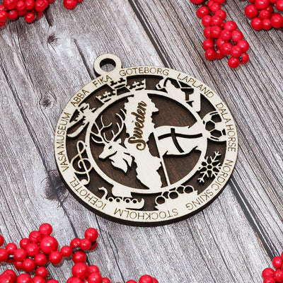 Discover Sweden Wood Sign, Family Christmas Ornament, Christmas Decor