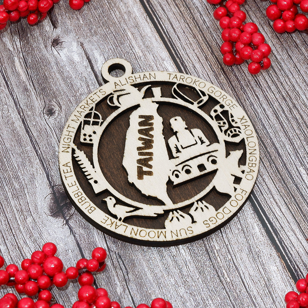 Discover Taiwan Wood Sign, Family Christmas Ornament, Christmas Decor
