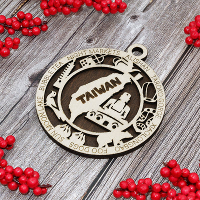 Discover Taiwan Wood Sign, Family Christmas Ornament, Christmas Decor