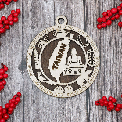 Discover Taiwan Wood Sign, Family Christmas Ornament, Christmas Decor