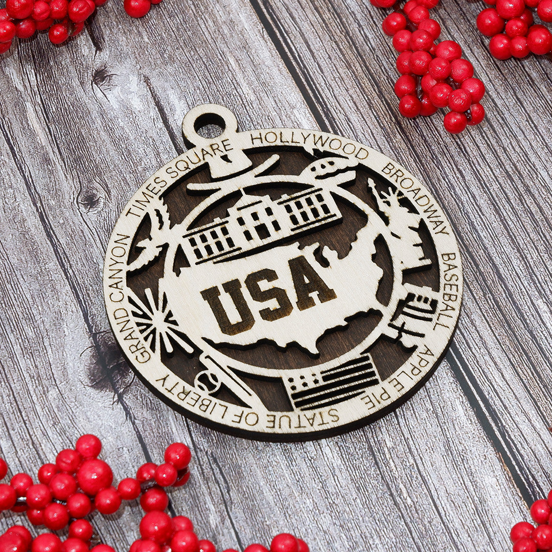 Discover USA Wood Sign, Family Christmas Ornament, Christmas Decor