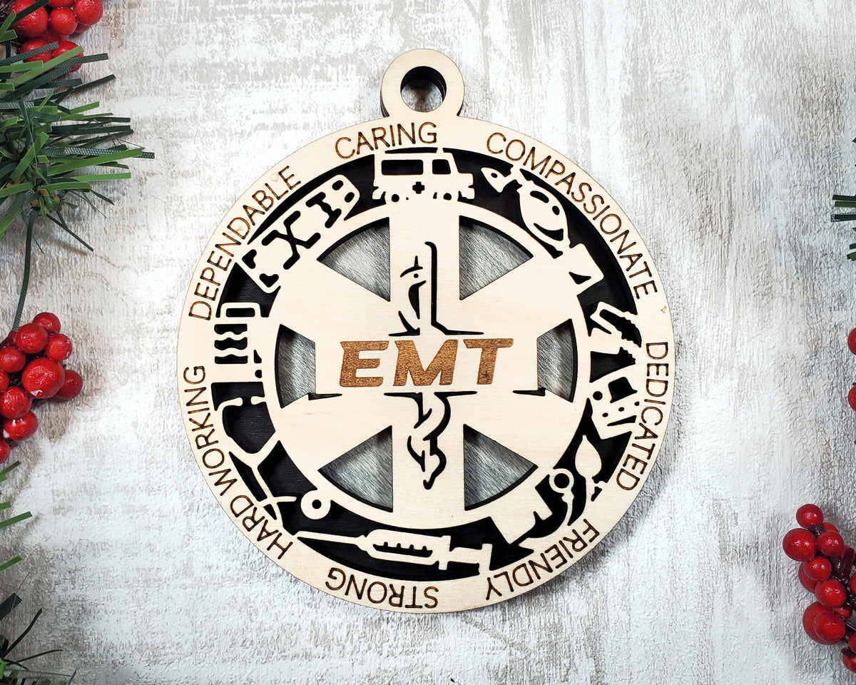 Paramedic & EMT Wood Sign, Wooden Christmas Ornament, Christmas Decor