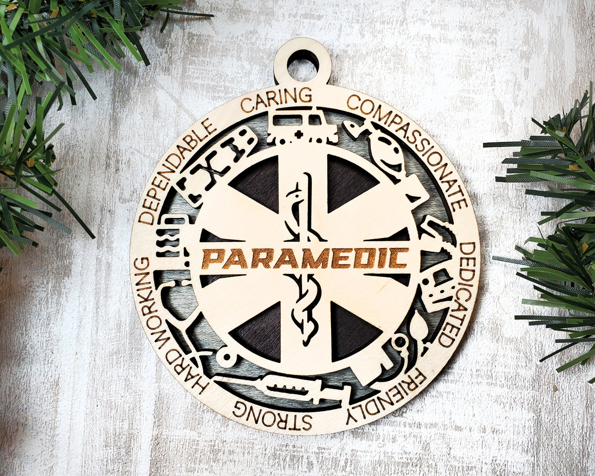 Paramedic & EMT Wood Sign, Wooden Christmas Ornament, Christmas Decor