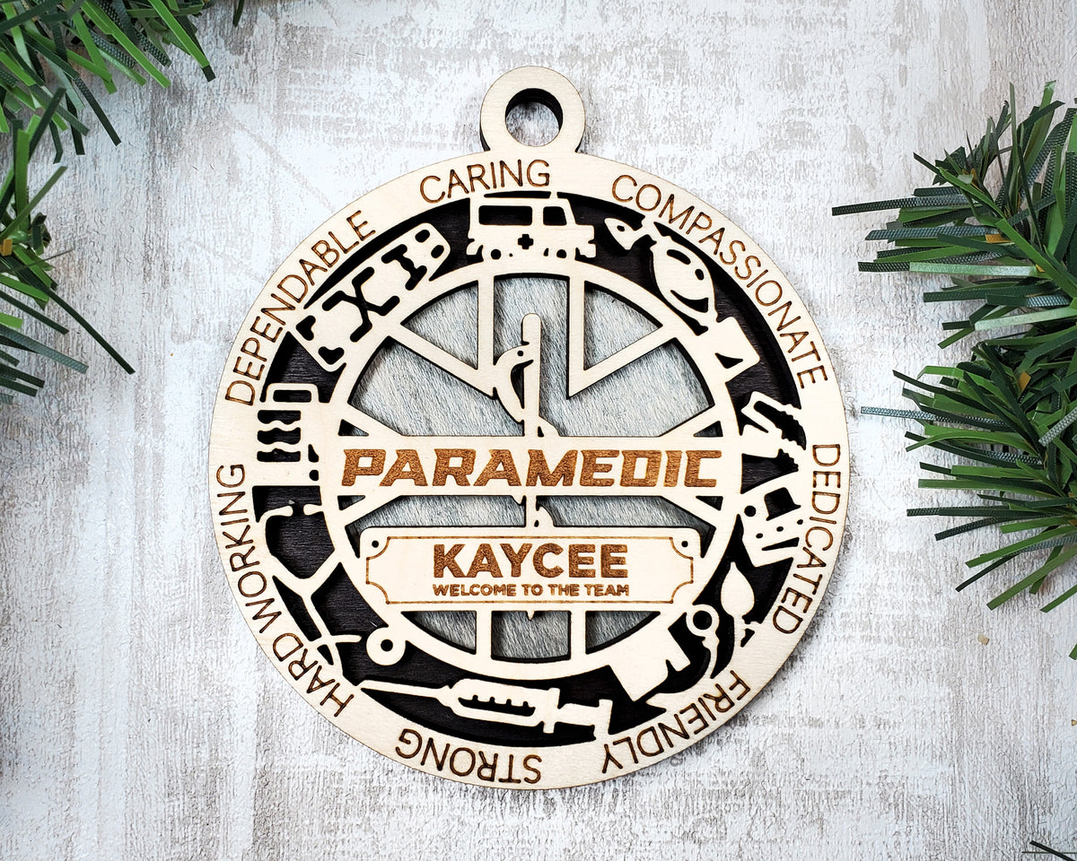 Paramedic & EMT Wood Sign, Wooden Christmas Ornament, Christmas Decor