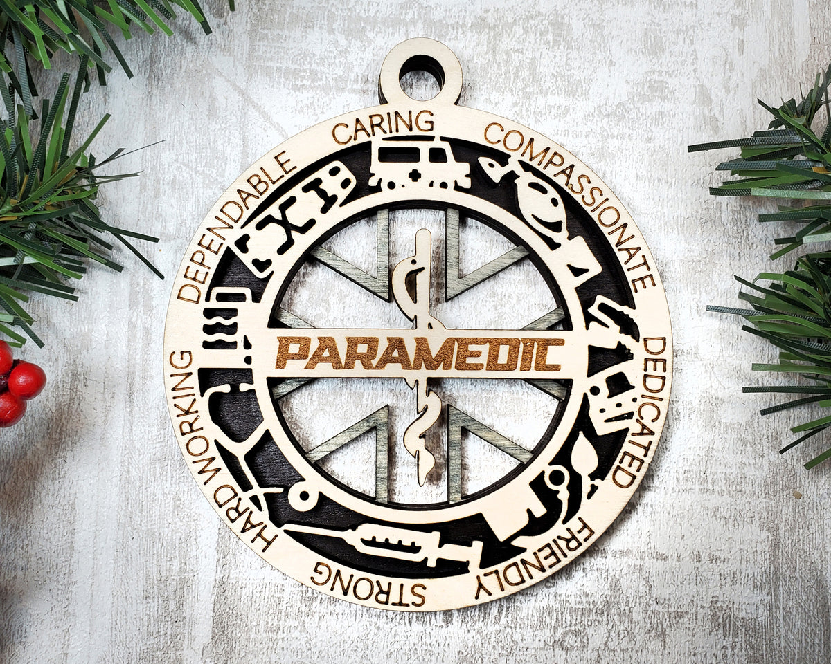 Paramedic & EMT Wood Sign, Wooden Christmas Ornament, Christmas Decor