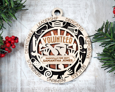 Volunteer Wood Sign, Wooden Christmas Ornament, Christmas Decor