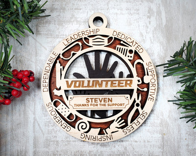 Volunteer Wood Sign, Wooden Christmas Ornament, Christmas Decor