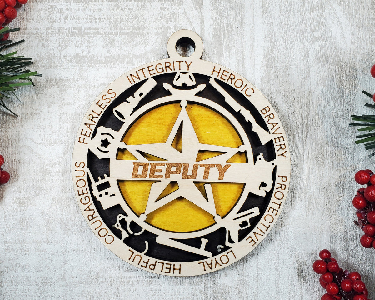 Sheriff & Deputy Wood Sign, Wooden Christmas Ornament, Christmas Decor
