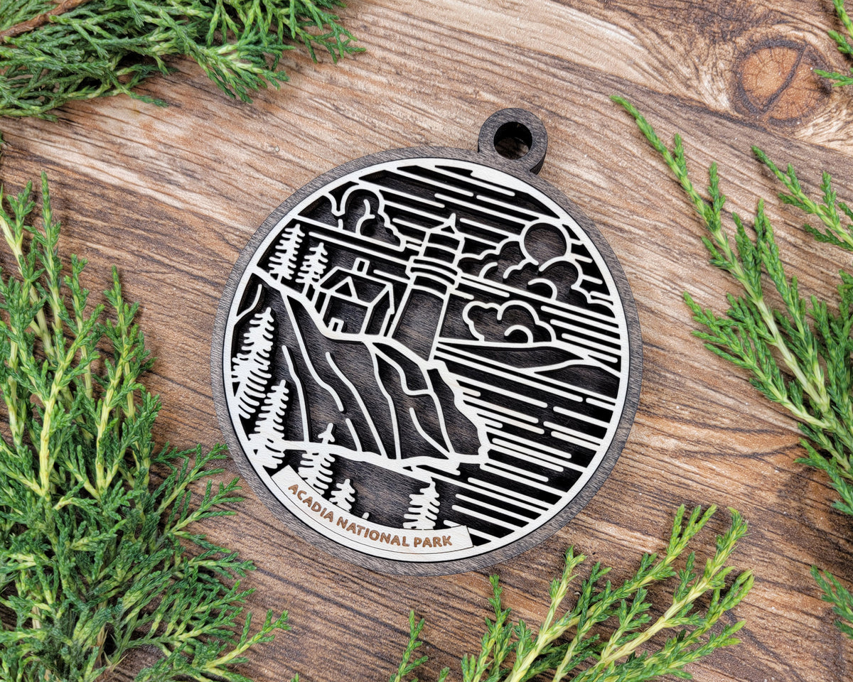 Personalized National Park Wood Sign, Wooden Christmas Ornament, Christmas Decor