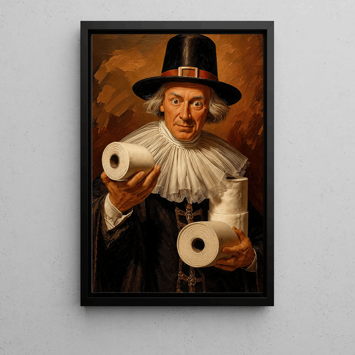 Funny Thanksgiving Toilet Canvas Painting Wall Art Decor, Gift For Pilgrim Lover