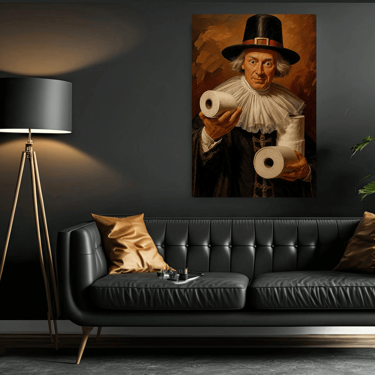 Funny Thanksgiving Toilet Canvas Painting Wall Art Decor, Gift For Pilgrim Lover