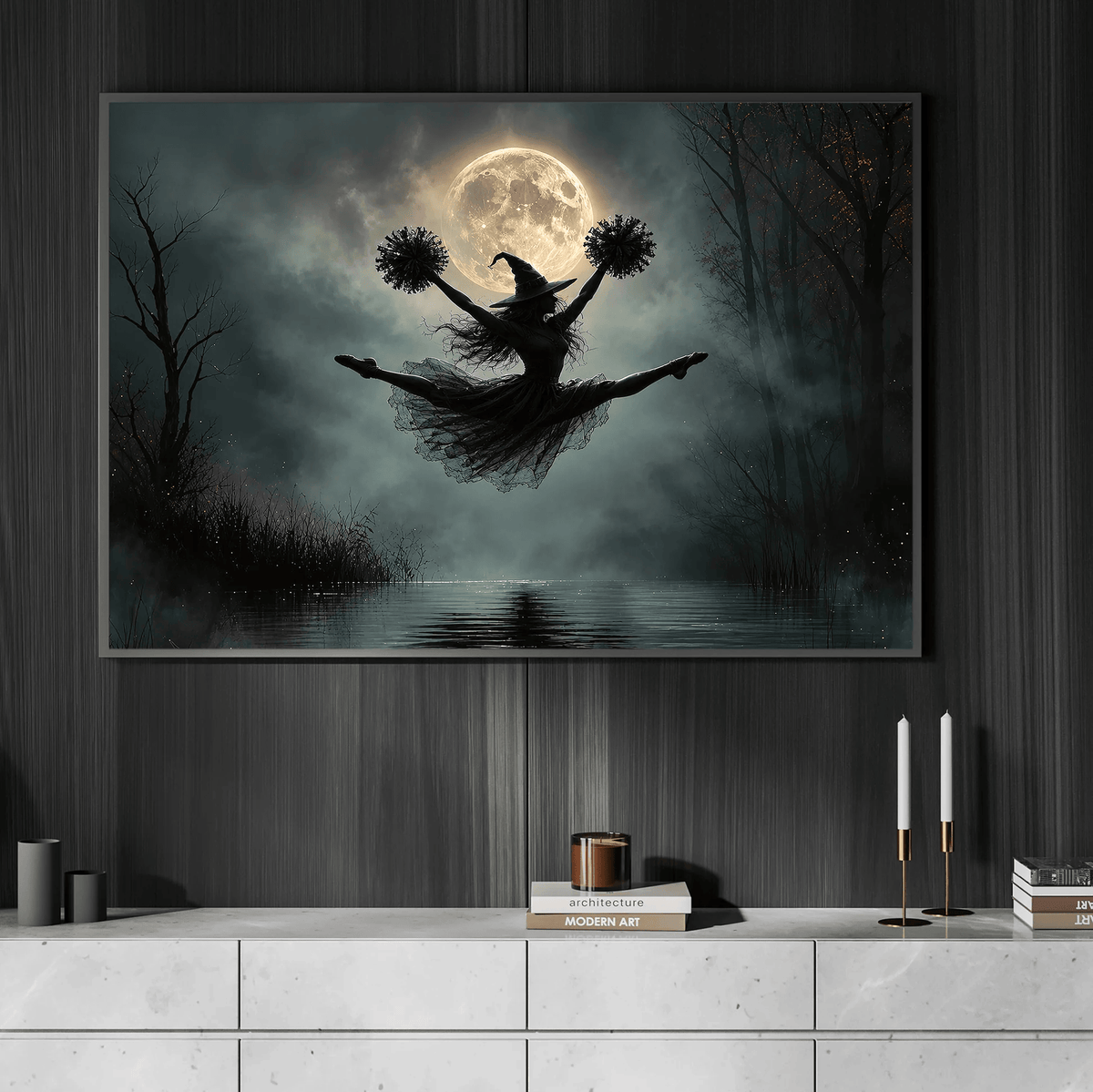 Halloween Cheerleading Witch Canvas Painting Wall Art Decor, Unique Halloween Gift
