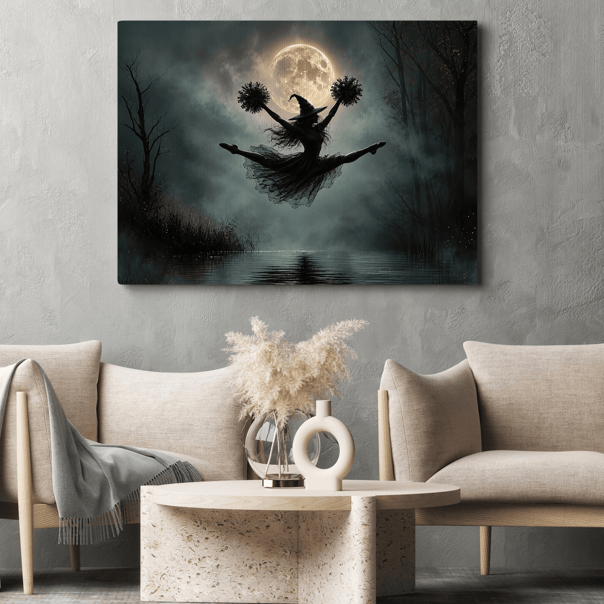 Halloween Cheerleading Witch Canvas Painting Wall Art Decor, Unique Halloween Gift