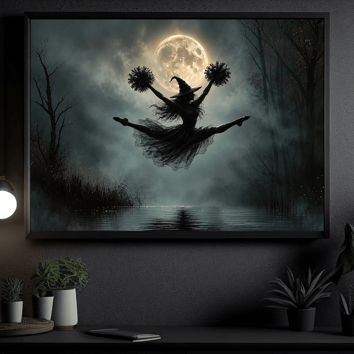 Halloween Cheerleading Witch Canvas Painting Wall Art Decor, Unique Halloween Gift