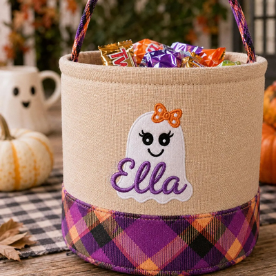 Personalized Halloween Candy Bag Trick or Treat Bag Halloween Basket Gift For Kid