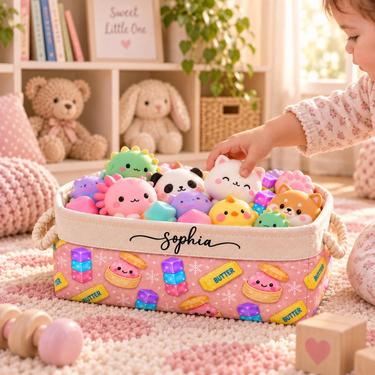 Personalized Kid Squishy Hunter Storage Basket, Gift for Girls Boys
