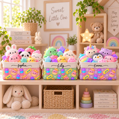 Personalized Kid Squishy Hunter Storage Basket, Gift for Girls Boys