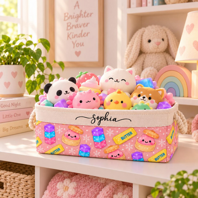 Personalized Kid Squishy Hunter Storage Basket, Gift for Girls Boys