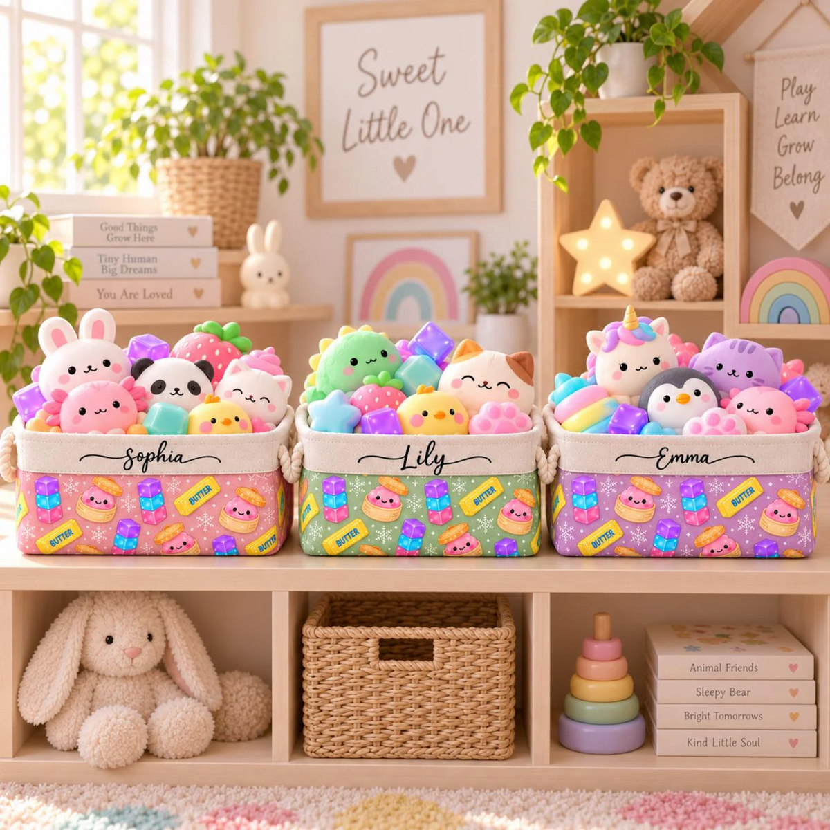 Personalized Kid Squishy Hunter Storage Basket, Gift for Girls Boys