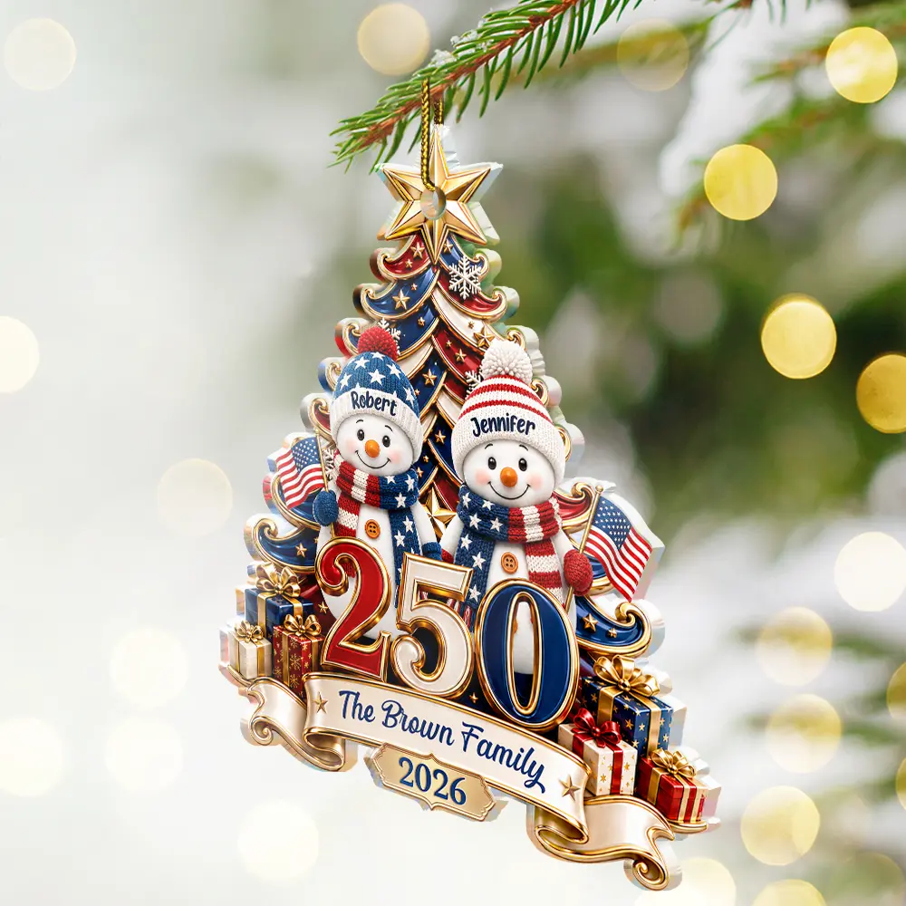 Snowman 250 Years Of Freedom America Anniversary - Personalized Custom Shaped Acrylic Ornament