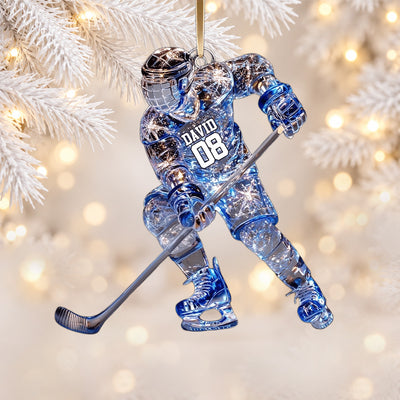 Sparkling Ice Hockey Player Personalized Acrylic Ornament Gift For Hockey Players