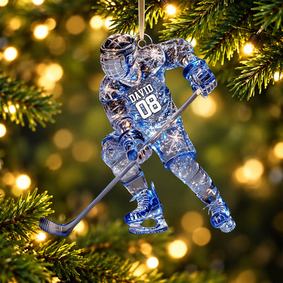 Sparkling Ice Hockey Player Personalized Acrylic Ornament Gift For Hockey Players