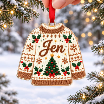 Personalized Ugly Sweatshirt Acrylic Ornament Family Christmas Gift