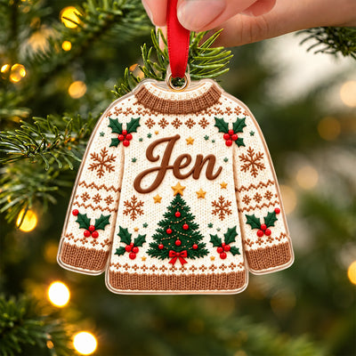 Personalized Ugly Sweatshirt Acrylic Ornament Family Christmas Gift