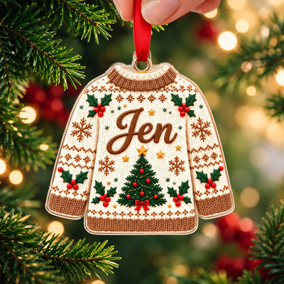 Personalized Ugly Sweatshirt Acrylic Ornament Family Christmas Gift