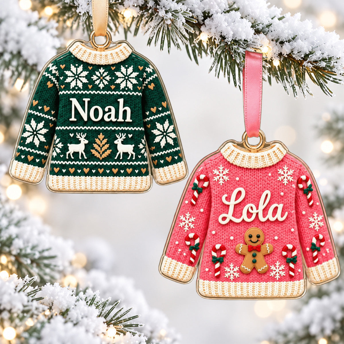 Personalized Ugly Sweatshirt Acrylic Ornament Family Christmas Gift