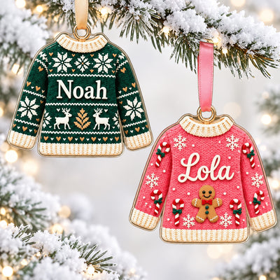 Personalized Ugly Sweatshirt Acrylic Ornament Family Christmas Gift
