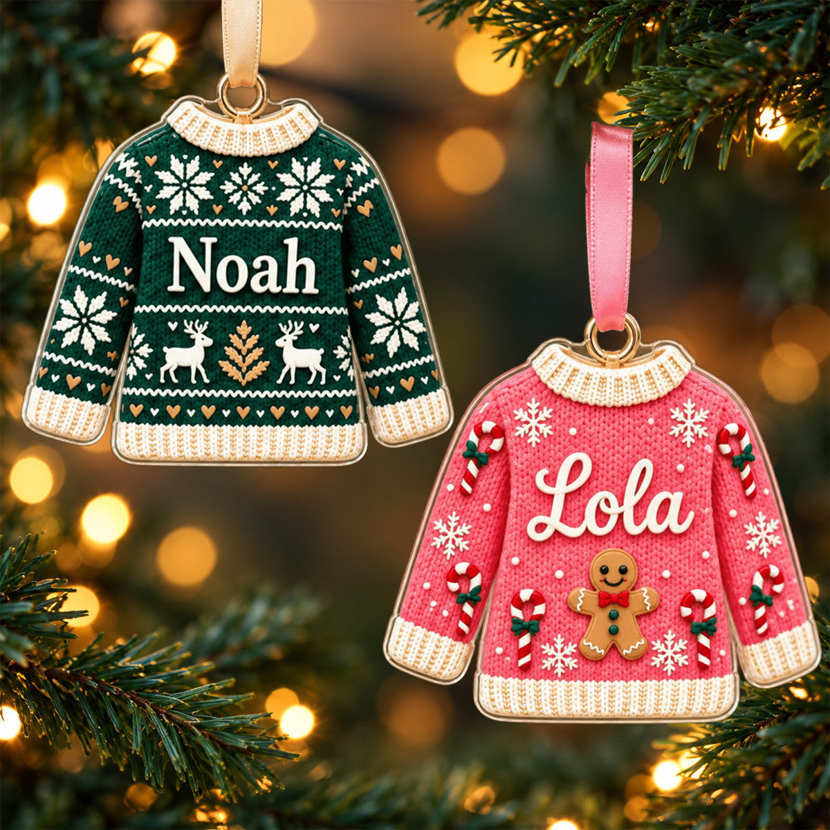Personalized Ugly Sweatshirt Acrylic Ornament Family Christmas Gift