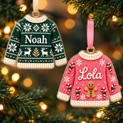 Personalized Ugly Sweatshirt Acrylic Ornament Family Christmas Gift
