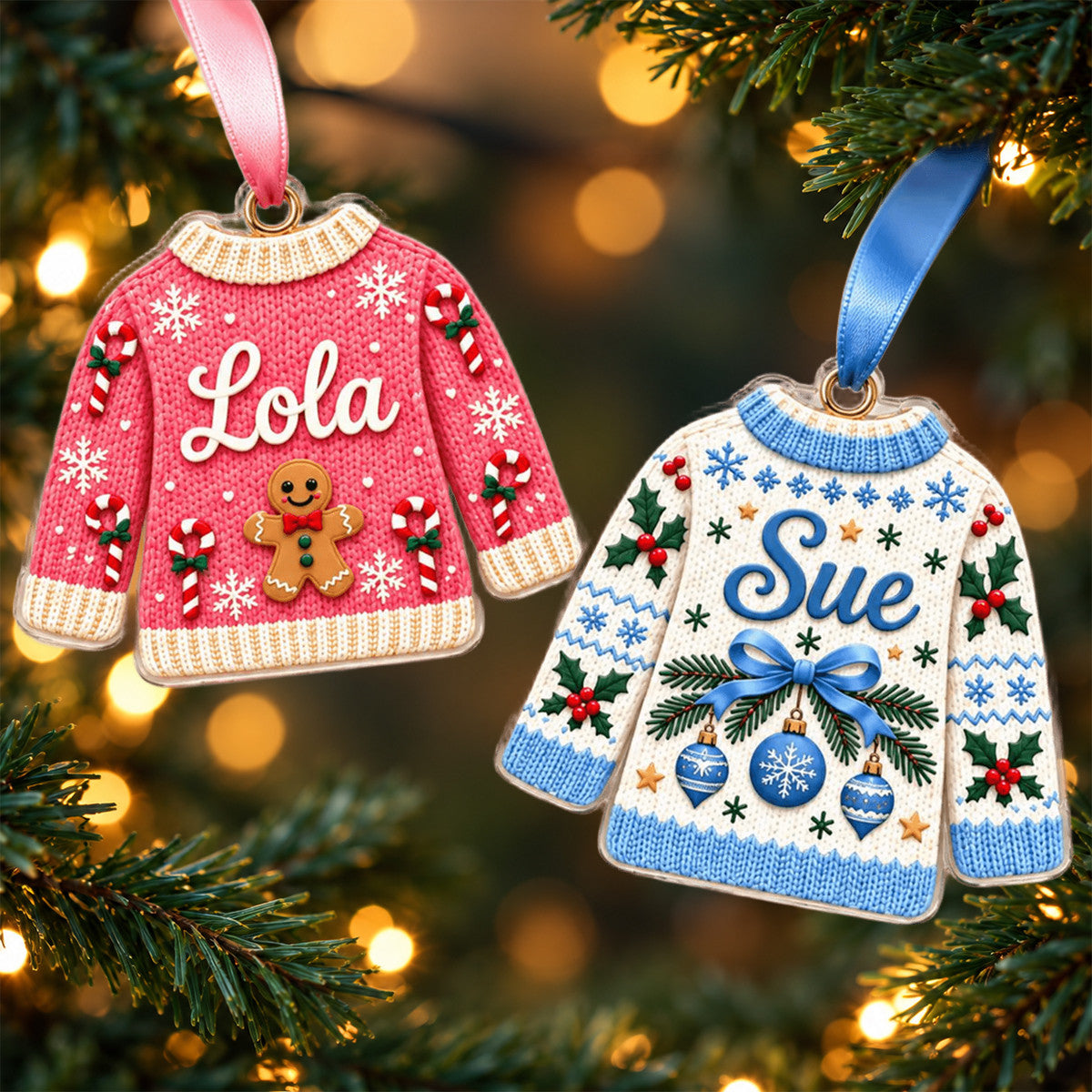 Personalized Ugly Sweatshirt Acrylic Ornament Family Christmas Gift
